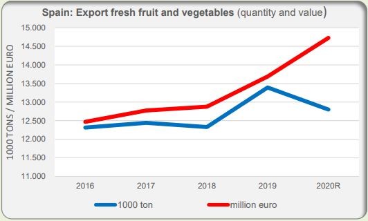 Spain's Fresh Fruit And Vegetable Exports In 2020: Fewer Kgs, More Euros