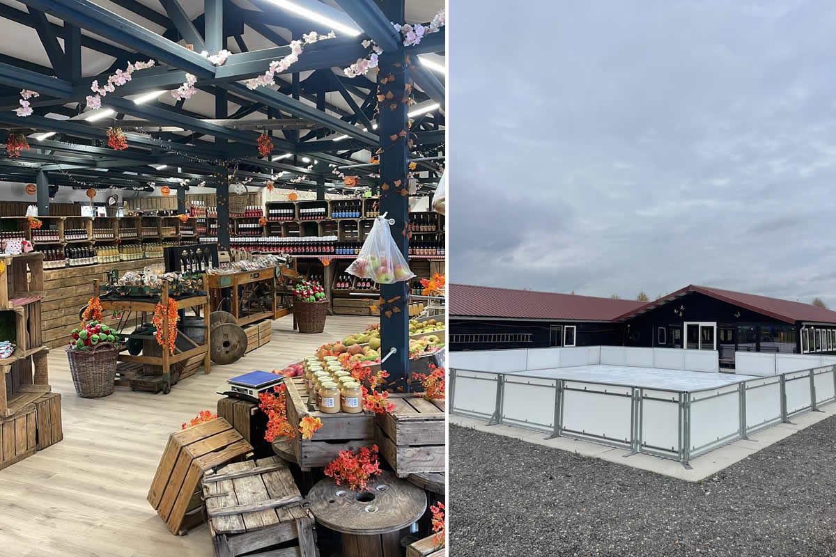 Schaatsbaan bij streekproductenwinkel in Wadenoijen