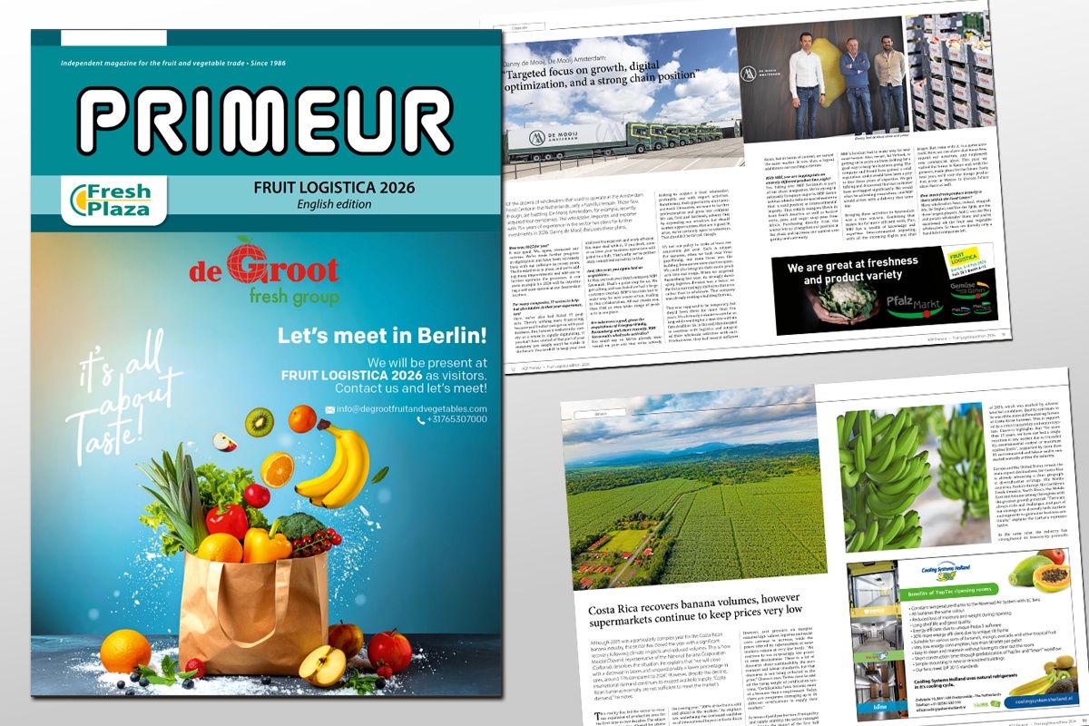 Lees hier het Fruit Logistica-beursmagazine van AGF-Primeur (Duits- en Engelstalig)