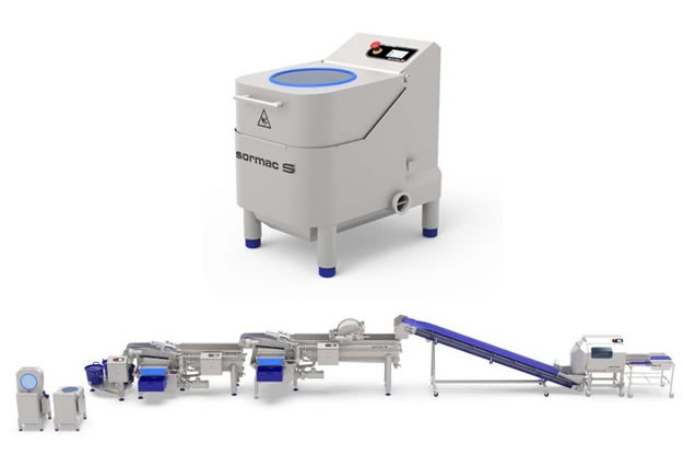 Mandencentrifuge en bandsnijmachine in actie