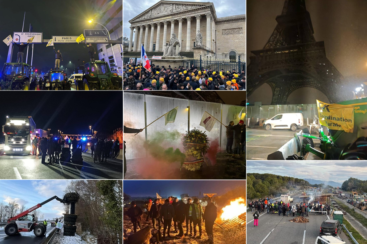 Boerenprotest Frankrijk laait verder op: blokkades, trekkers en symbolische acties in heel Frankrijk