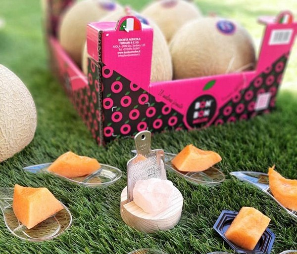 The new perfectly spherical Bon Bon Melon in a customized box