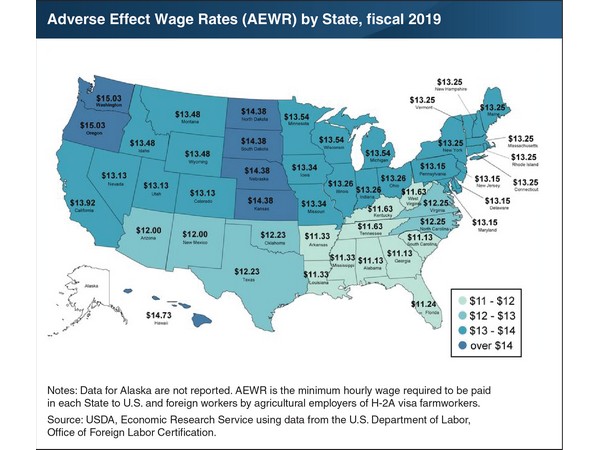 Us Minimum Hourly Agricultural Wage Rates Highest In Washington